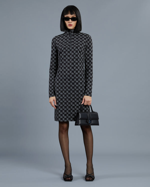 alessandro dell´acqua ADA Patterned Long Sleeve Dress Black