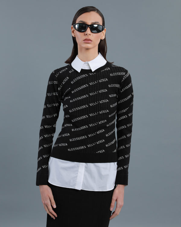 Alessandro Dell´acqua All-Over Logo Sweater Black