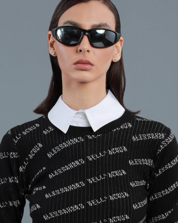 Alessandro Dell´acqua All-Over Logo Sweater Black