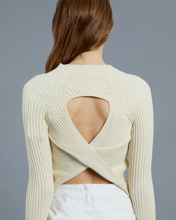 Alessandro Dell´acqua Cut-Out Back Top Cream