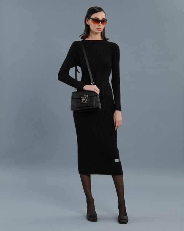alessandro dell´acqua Cut-Out Knitted Dress Black
