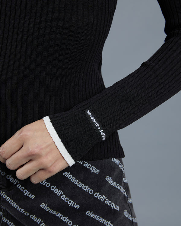 Alessandro Dell´acqua Cut-Out Ribbed Top Black