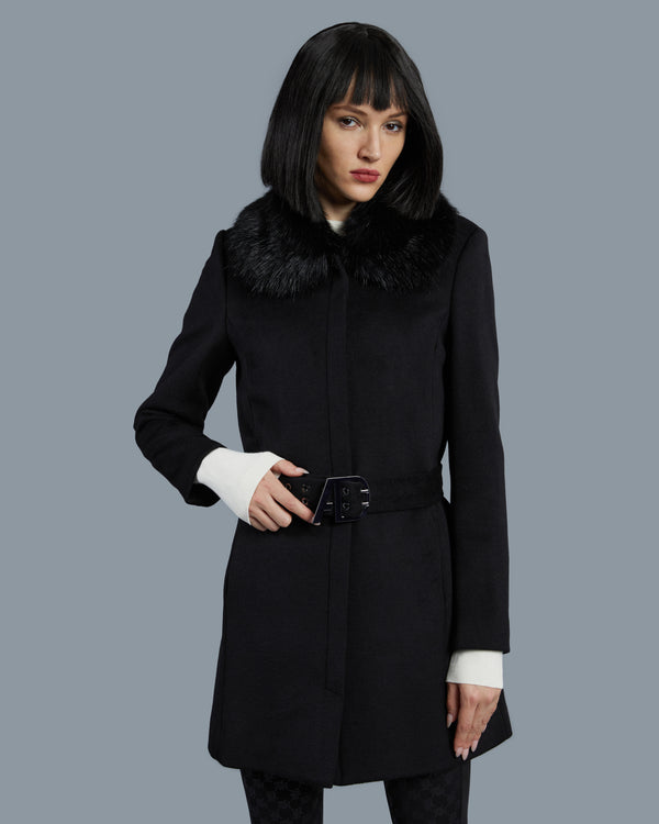 Alessandro Dell´acqua Faux Fur Belted Coat Black