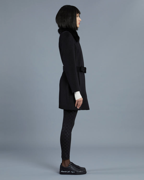 Alessandro Dell´acqua Faux Fur Belted Coat Black