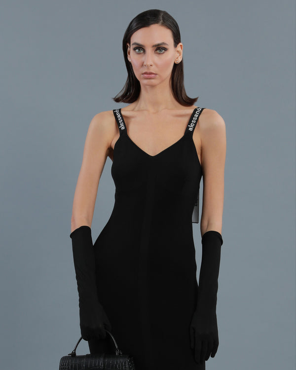 Alessandro Dell´acqua Logo Band Midi Dress Black