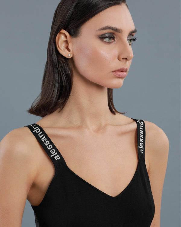 Alessandro Dell´acqua Logo Band Midi Dress Black