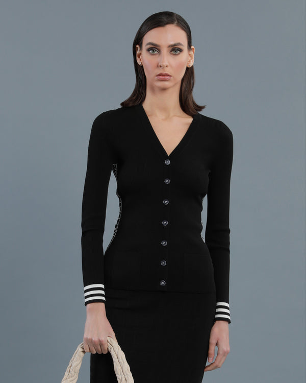 Alessandro Dell´acqua Logo Tape Cardigan Black