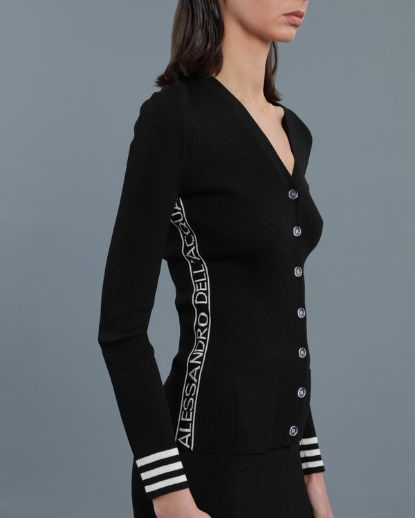 Alessandro Dell´acqua Logo Tape Cardigan Black
