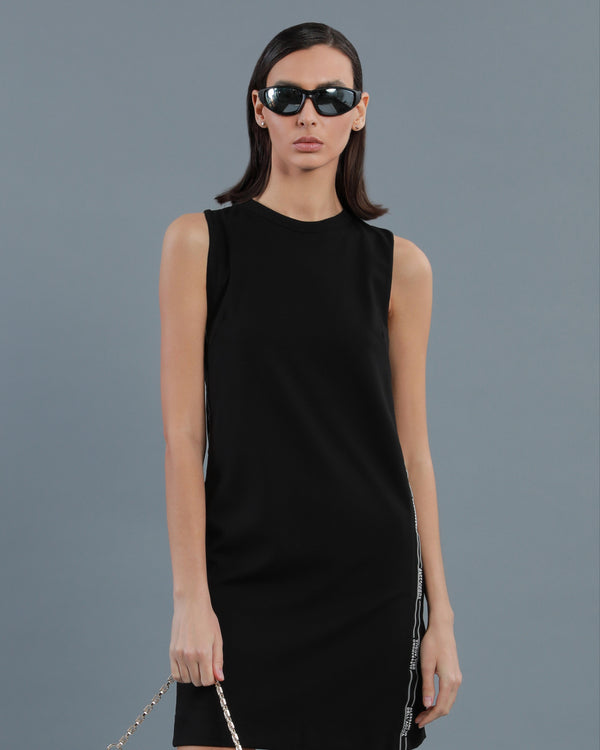 Alessandro Dell´acqua Logo Tape Mini Dress Black