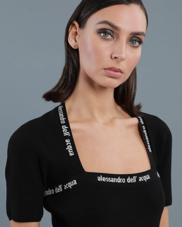 Alessandro Dell´acqua Ribbed-Knit Mini Dress Black