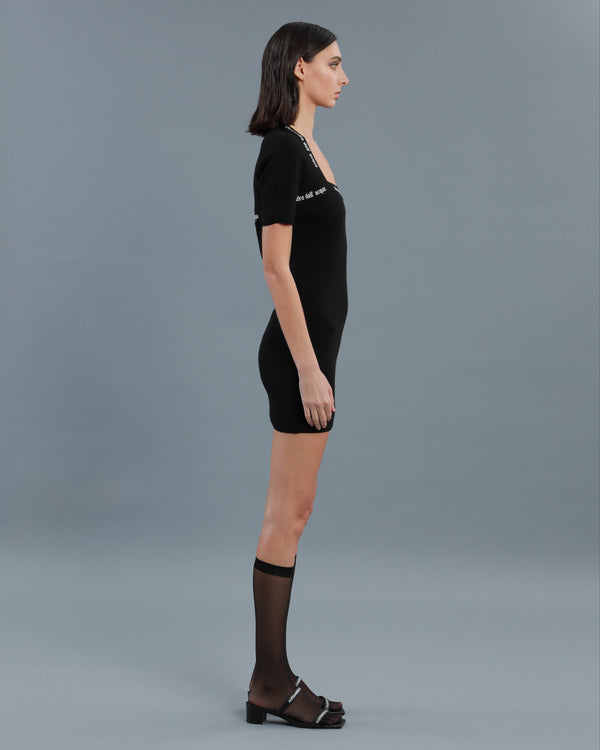 Alessandro Dell´acqua Ribbed-Knit Mini Dress Black