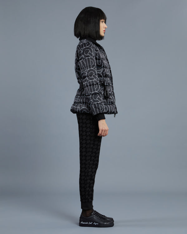 Alessandro Dell´acqua All-Over Brand Print Puffer Jacket Black