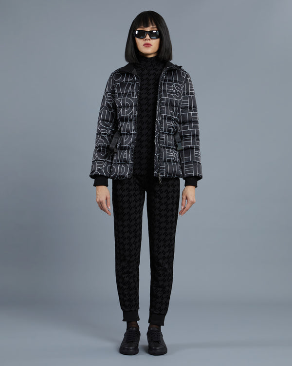 alessandro dell´acqua All-Over Brand Print Puffer Jacket Black