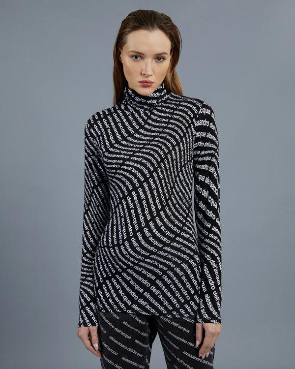 Alessandro Dell´acqua All-Over Brand Print Top Black