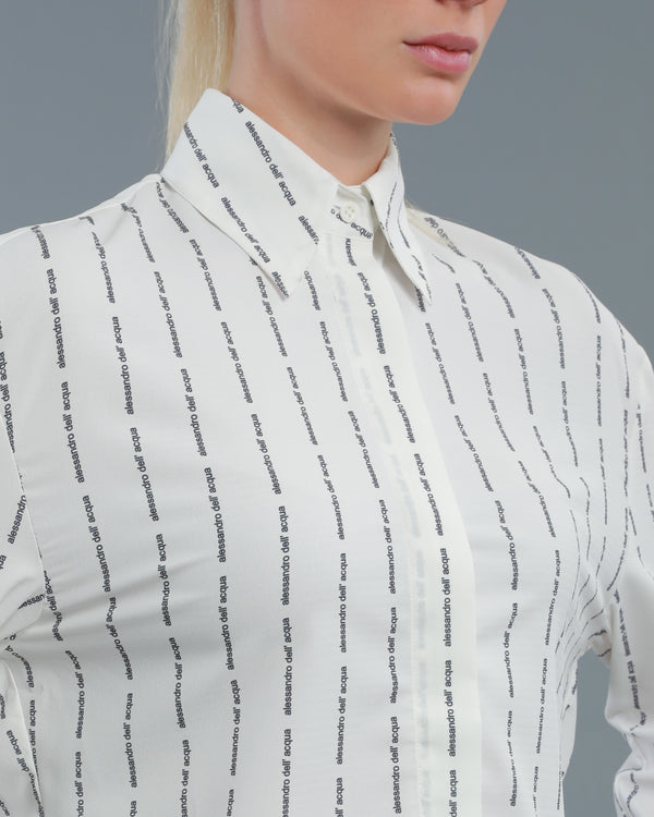 Alessandro Dell´acqua All-Over Logo Cropped Shirt Off-White
