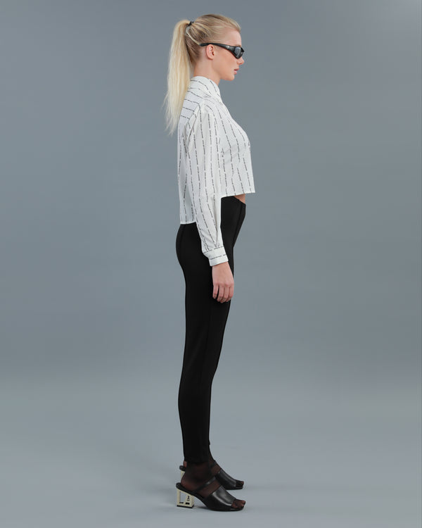 Alessandro Dell´acqua All-Over Logo Cropped Shirt Off-White