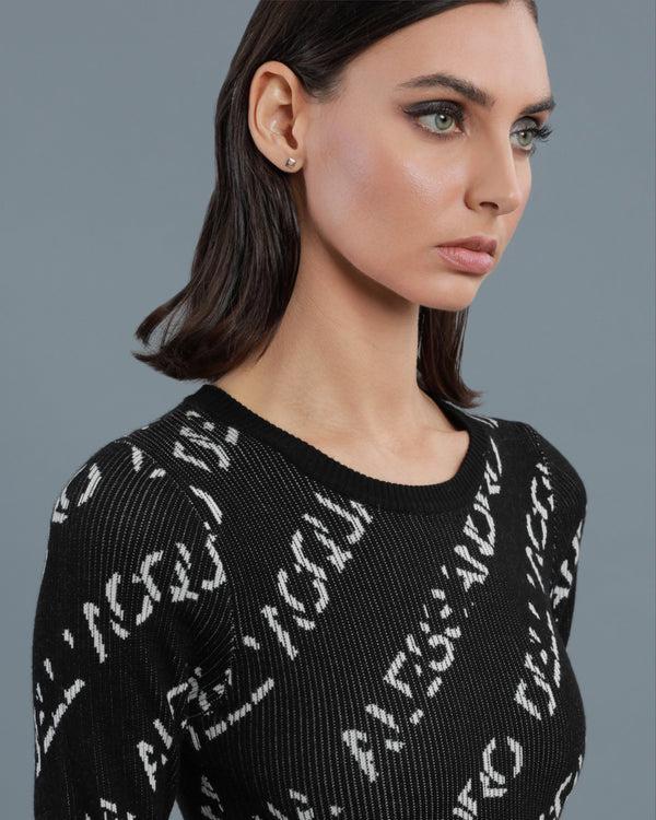 Alessandro Dell´acqua All-Over Logo Knitted Dress Black