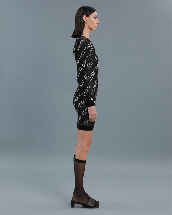 Alessandro Dell´acqua All-Over Logo Knitted Dress Black