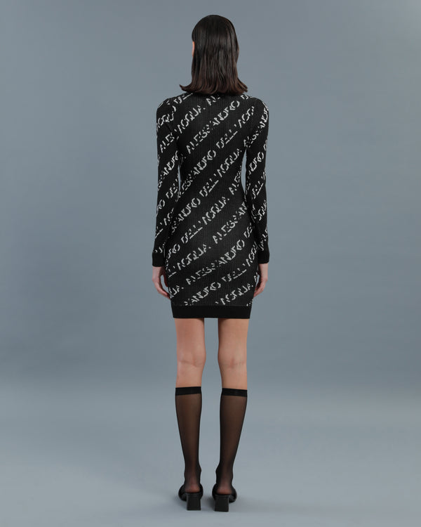 Alessandro Dell´acqua All-Over Logo Knitted Dress Black