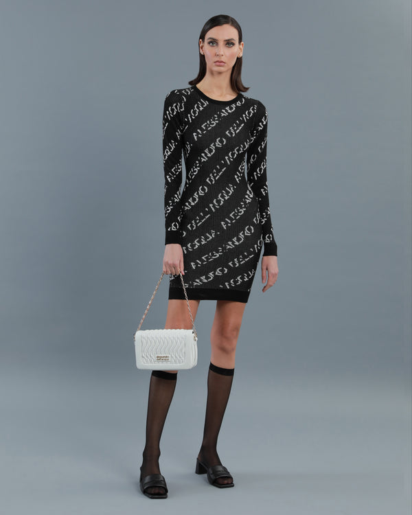 alessandro dell´acqua All-Over Logo Knitted Dress Black