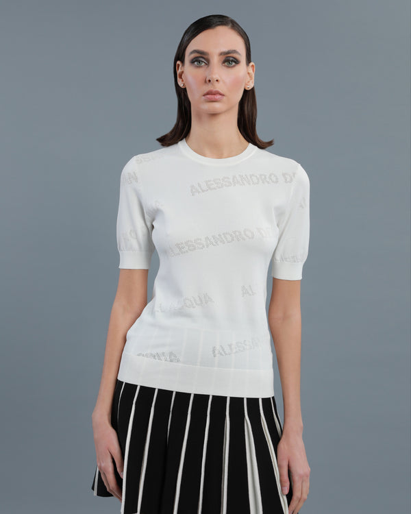 Alessandro Dell´acqua All-Over Logo Knitted Top White
