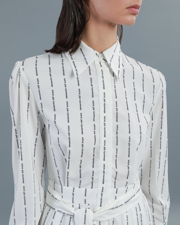 Alessandro Dell´acqua All-Over Logo Shirt Dress Off White
