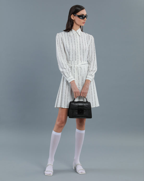 alessandro dell´acqua All-Over Logo Shirt Dress Off White
