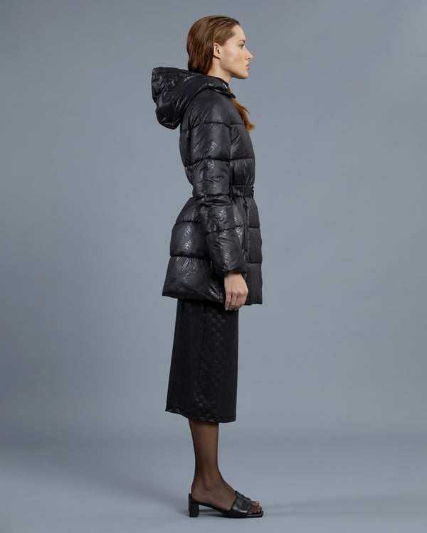 Alessandro Dell´acqua All-Over Print Hooded Puffer Jacket Black