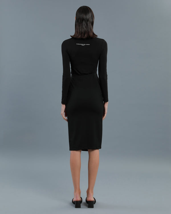 Alessandro Dell´acqua Bi-Color Logo Tape Pencil Skirt Black