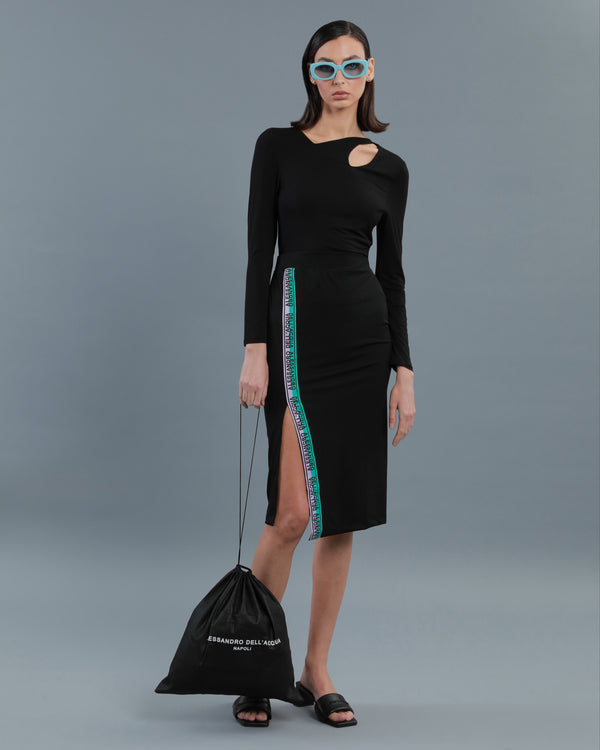alessandro dell´acqua Bi-Color Logo Tape Pencil Skirt Black