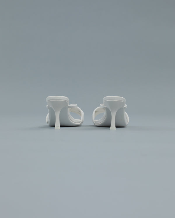 Alessandro Dell´acqua Bow Strap Kitten Heeled Mules White