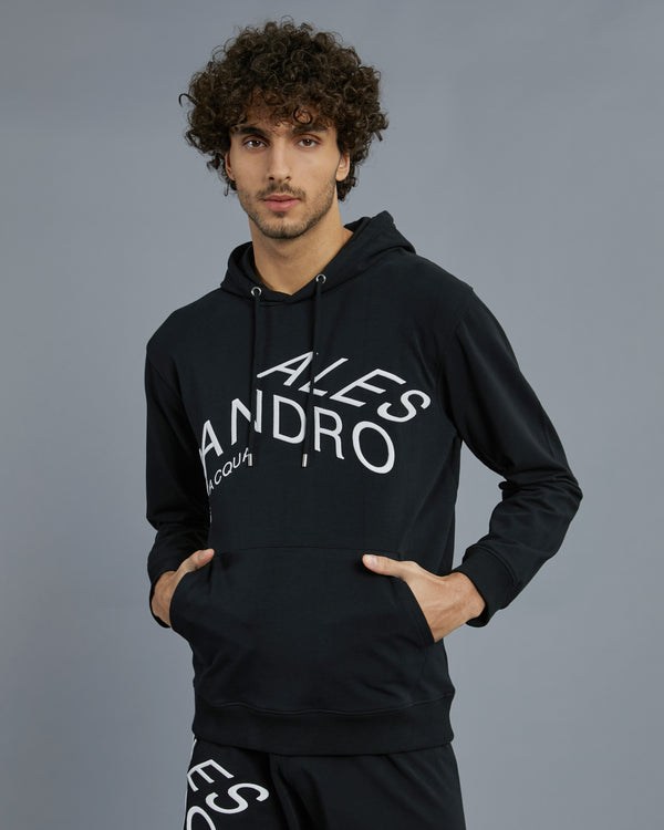 Alessandro Dell´acqua Brand Embroidered Hoodie Jacket Black