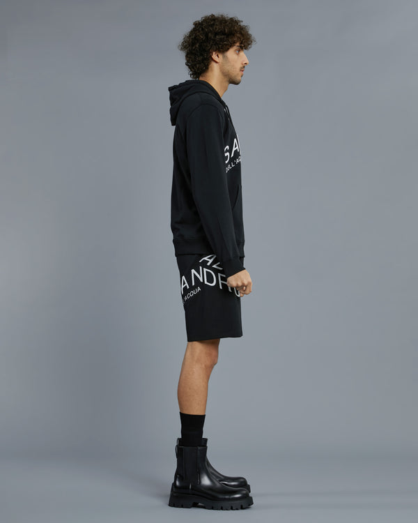 Alessandro Dell´acqua Brand Embroidered Hoodie Jacket Black