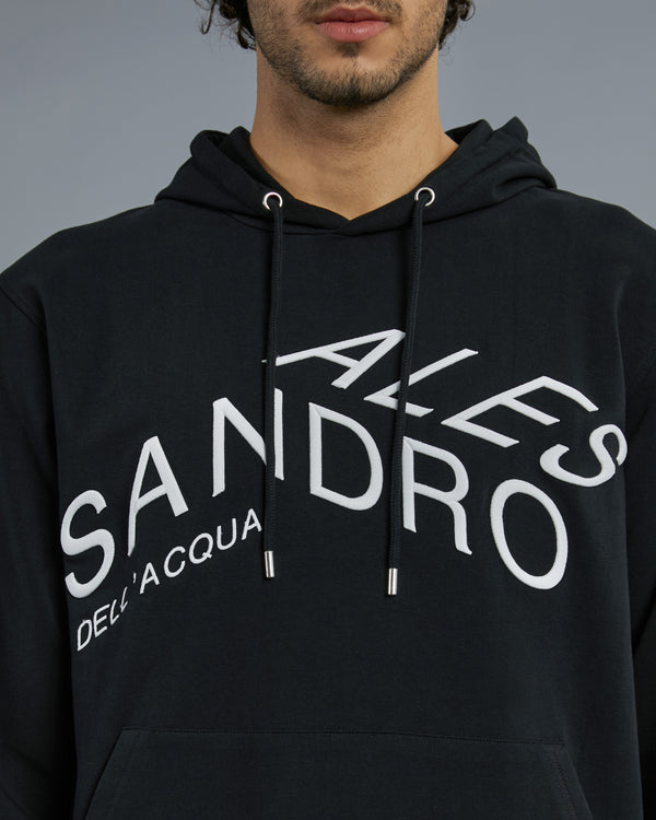 Alessandro Dell´acqua Brand Embroidered Hoodie Jacket Black