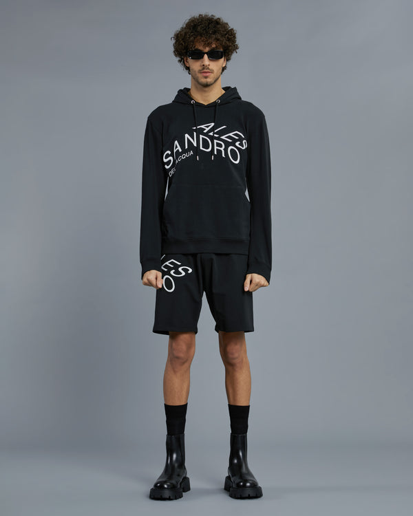 alessandro dell´acqua Brand Embroidered Hoodie Jacket Black