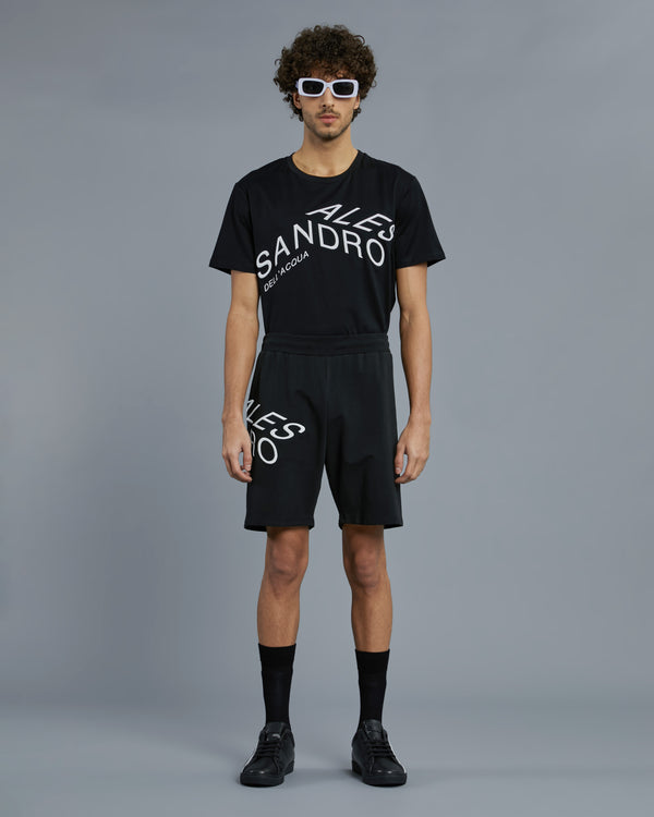 alessandro dell´acqua Brand Embroidered Track Shorts Black