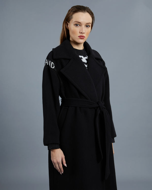 Alessandro Dell´acqua Brand Knit Paneled Coat Black