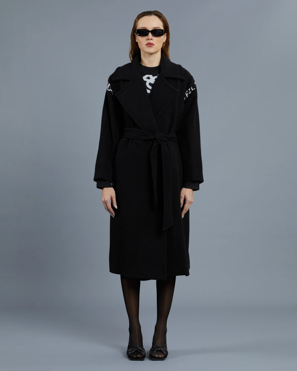 alessandro dell´acqua Brand Knit Paneled Coat Black