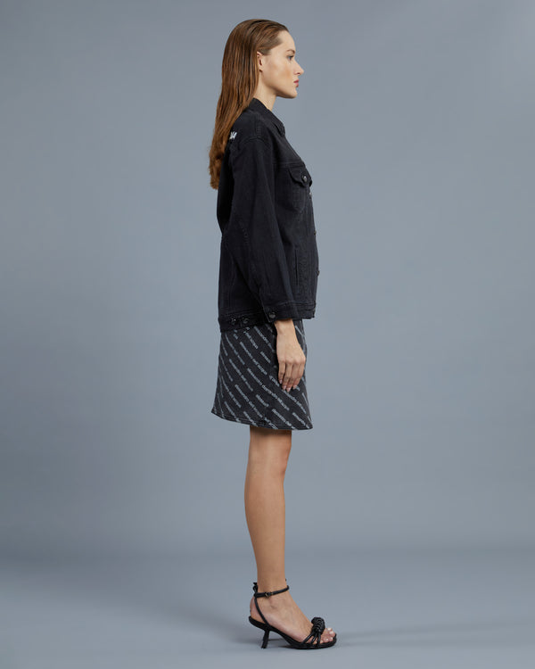 Alessandro Dell´acqua Brand Print Denim Jacket Grey