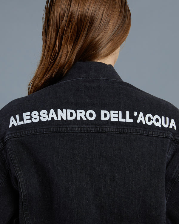 Alessandro Dell´acqua Brand Print Denim Jacket Grey