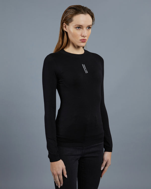 Alessandro Dell´acqua Brand Printed Front Knit Top Black