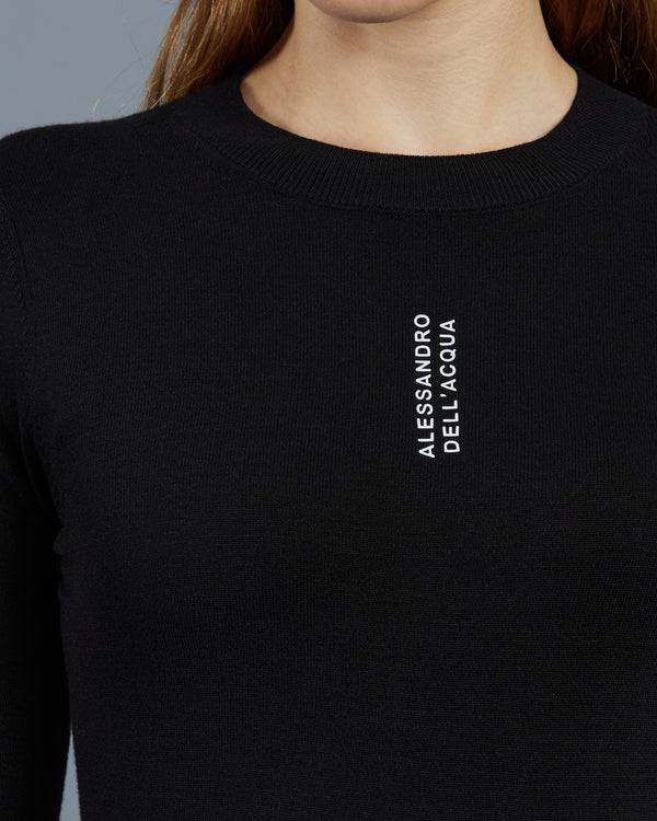 Alessandro Dell´acqua Brand Printed Front Knit Top Black