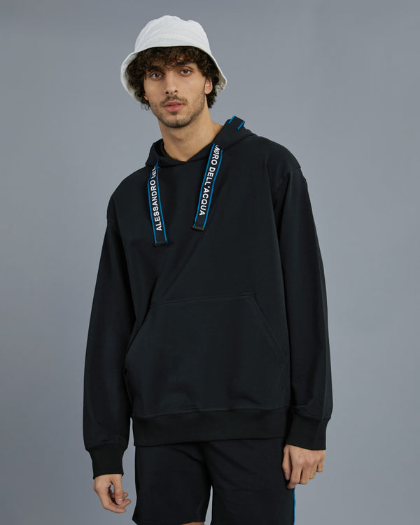 Alessandro Dell´acqua Brand Tape Hoodie Jacket Black