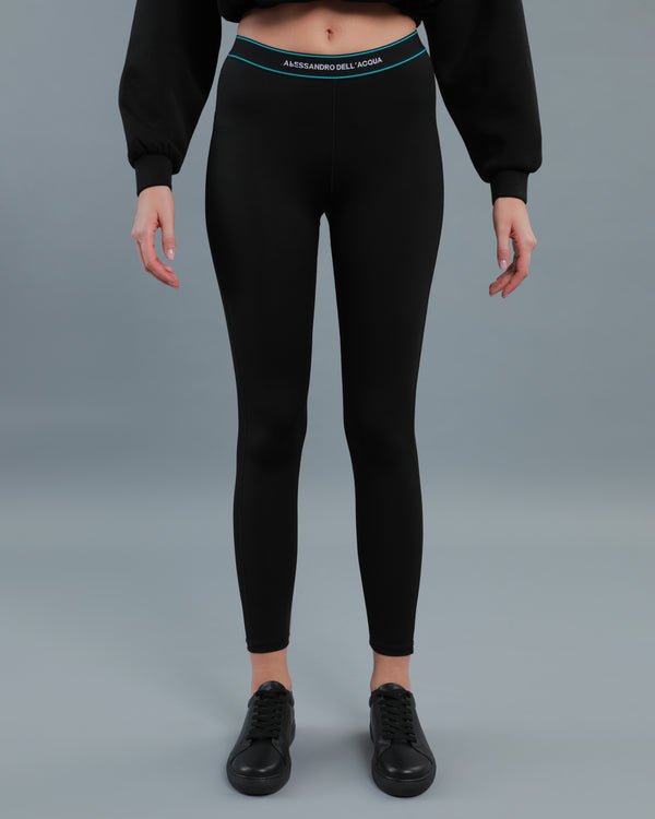 Alessandro Dell´acqua Contrast Logo Band Leggings Black