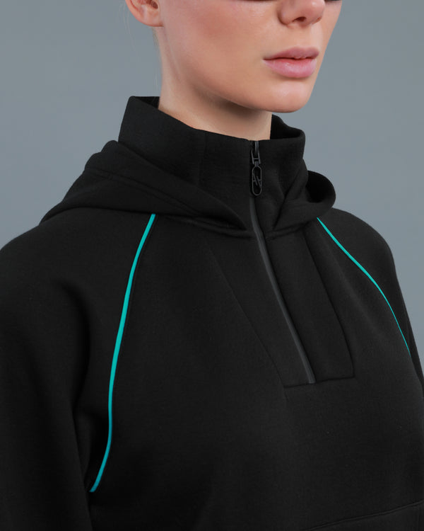 Alessandro Dell´acqua Contrast Piping Zip-Up Hoodie Black