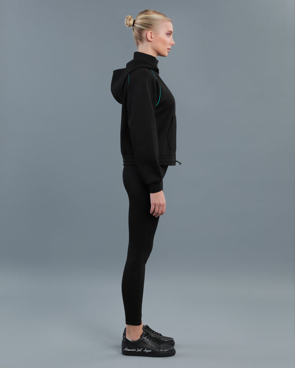 Alessandro Dell´acqua Contrast Piping Zip-Up Hoodie Black