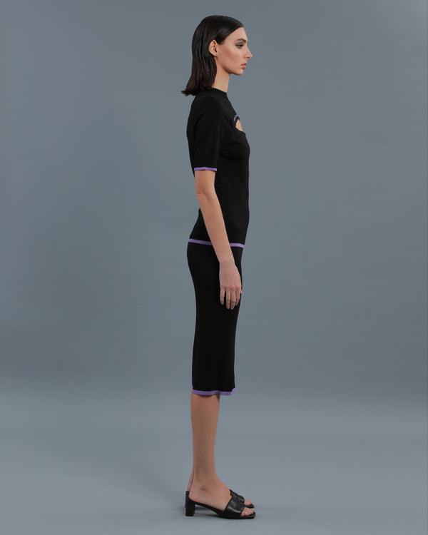 Alessandro Dell´acqua Contrast Tipping Cut-Out Top Black