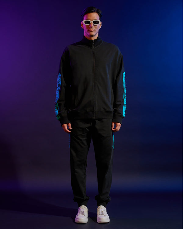 alessandro dell´acqua Contrasting ADA Print Track Jacket Black