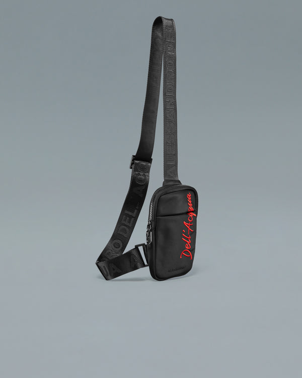 Alessandro Dell´acqua Contrasting Embroidered Crossbody Bag Black