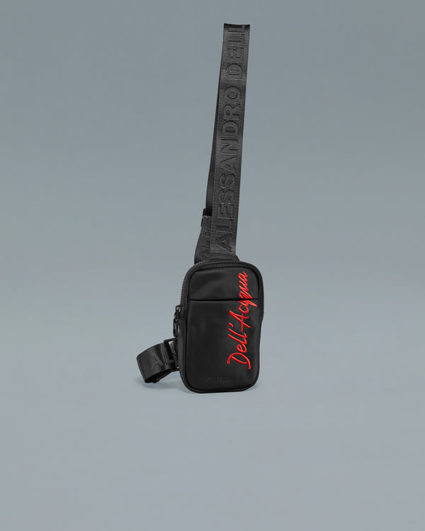 Alessandro Dell´acqua Contrasting Embroidered Crossbody Bag Black